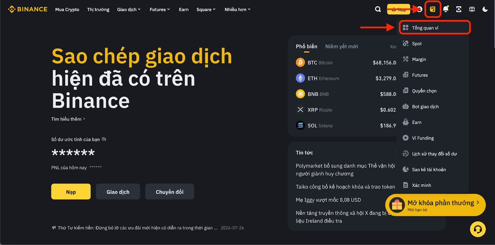 Hướng dẫn nạp tiền ảo vào Lode88 từ sàn Binance bước 4