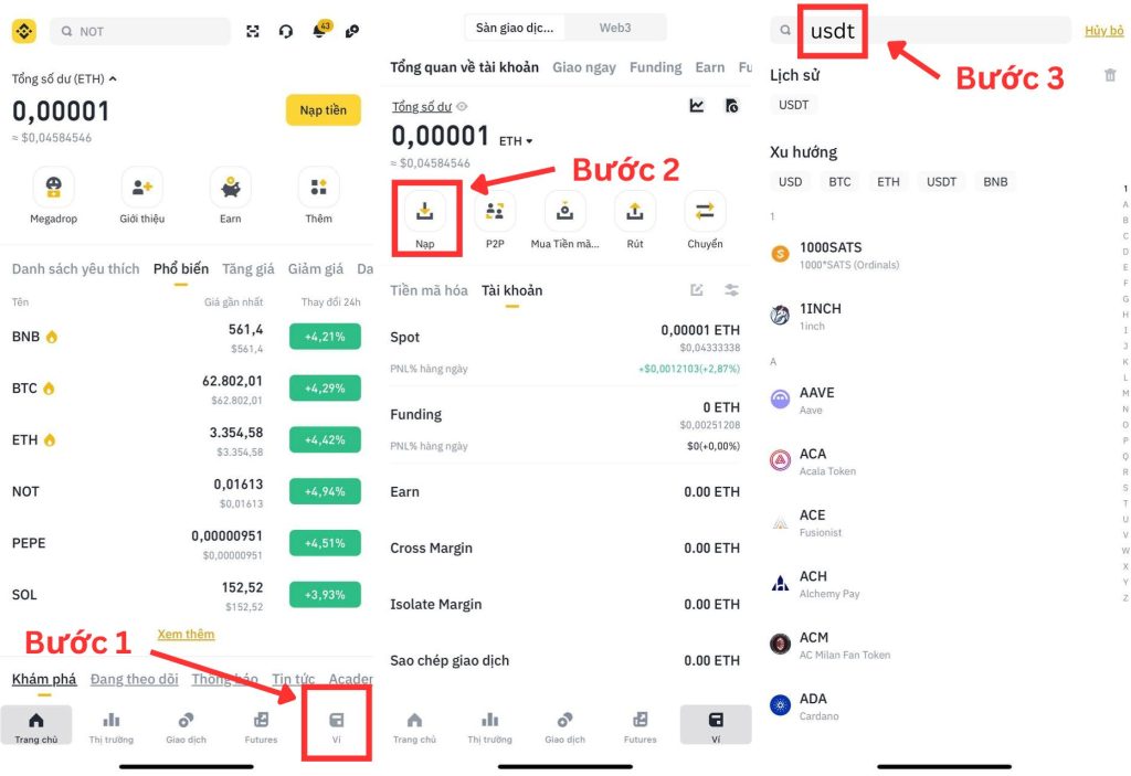 Hướng dẫn rút tiền ảo USDT từ LODE88 về sàn Binance bước 2