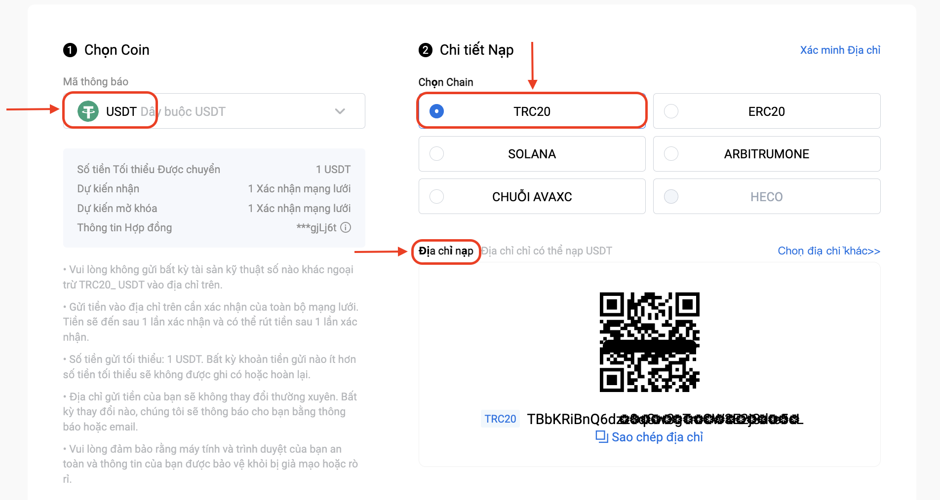 Hướng dẫn rút tiền ảo USDT từ LODE88 về sàn Huobi bước 3